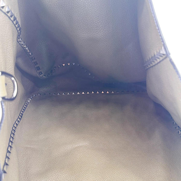 VALENTINO Rockstud Reversible Leather Tote Bag Burgundy