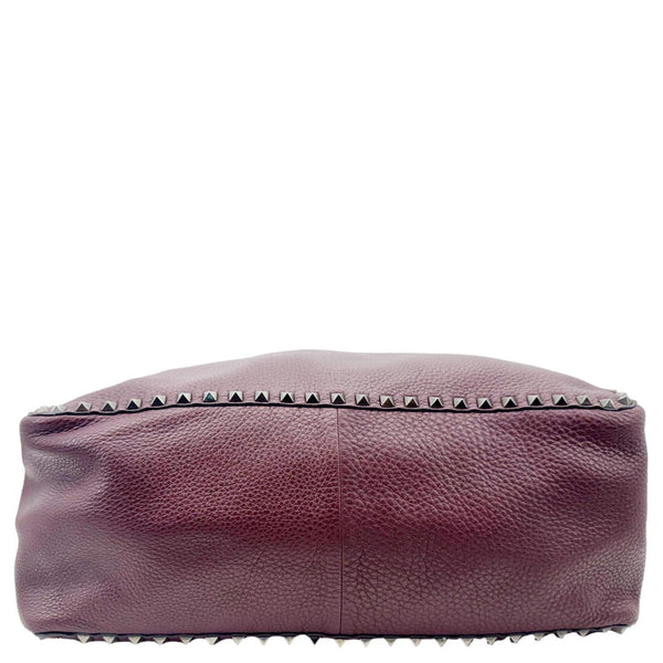 VALENTINO Rockstud Reversible Leather Tote Bag Burgundy