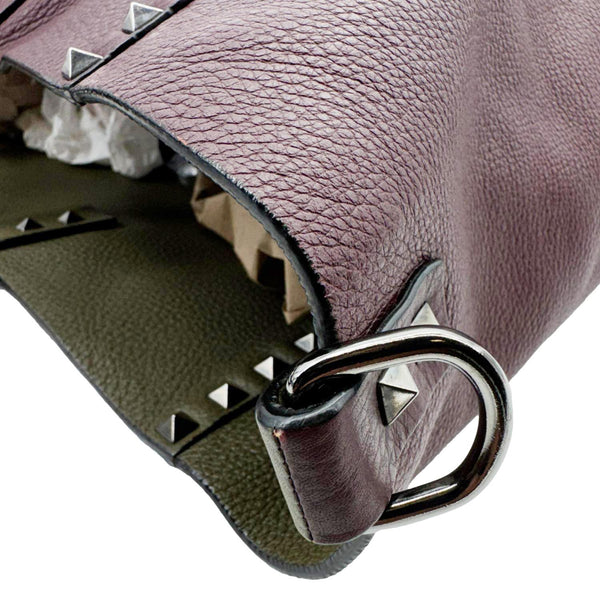 VALENTINO Rockstud Reversible Leather Tote Bag Burgundy