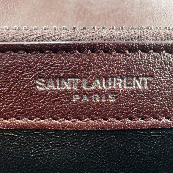 YVES SAINT LAURENT Envelope Large Mixed Matelasse Leather Shoulder Bag Burgundy