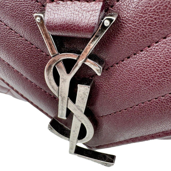 YVES SAINT LAURENT Envelope Large Mixed Matelasse Leather Shoulder Bag Burgundy