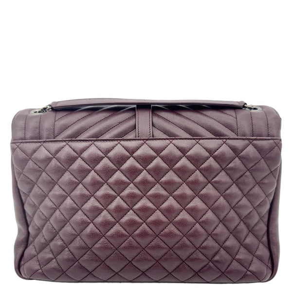 YVES SAINT LAURENT Envelope Large Mixed Matelasse Leather Shoulder Bag Burgundy