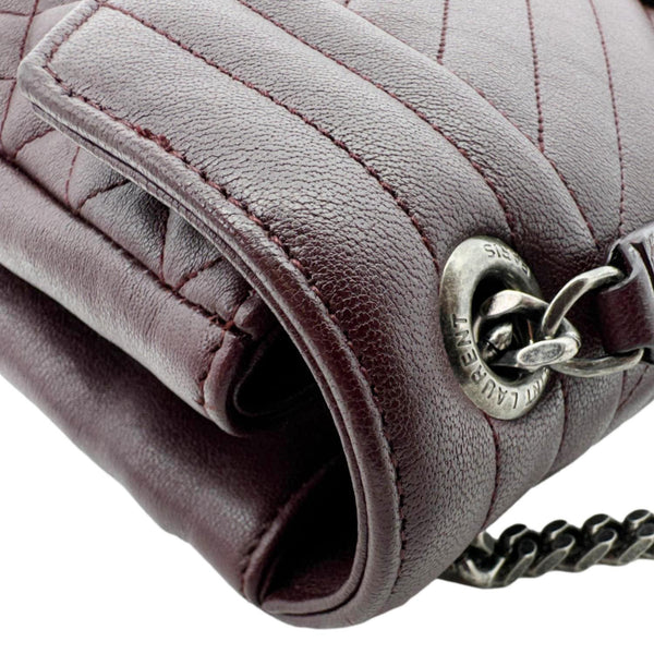 YVES SAINT LAURENT Envelope Large Mixed Matelasse Leather Shoulder Bag Burgundy