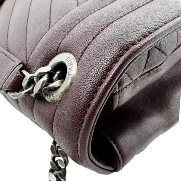 YVES SAINT LAURENT Envelope Large Mixed Matelasse Leather Shoulder Bag Burgundy