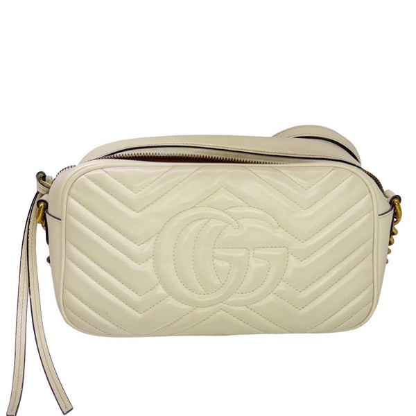 GUCCI GG Marmont Small Matelasse Chevron Leather Camera Bag Off White 447632