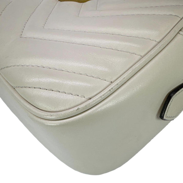 GUCCI GG Marmont Small Matelasse Chevron Leather Camera Bag Off White 447632
