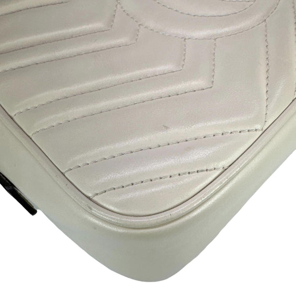 GUCCI GG Marmont Small Matelasse Chevron Leather Camera Bag Off White 447632