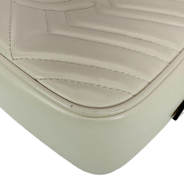GUCCI GG Marmont Small Matelasse Chevron Leather Camera Bag Off White 447632