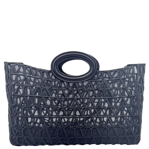 VALENTINO Le Troisieme Mesh Canvas Tote Bag Black