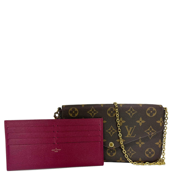 LOUIS VUITTON Felicie Pochette Monogram Canvas Crossbody Bag Brown