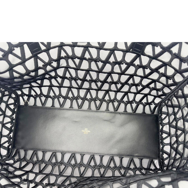 VALENTINO Le Troisieme Mesh Canvas Tote Bag Black