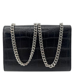 YVES SAINT LAURENT Kate Tassel Crocodile Embossed Leather Crossbody Bag Black