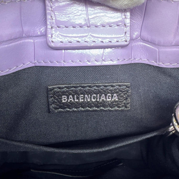 BALENCIAGA Small Leather Shopping Tote Bag Purple