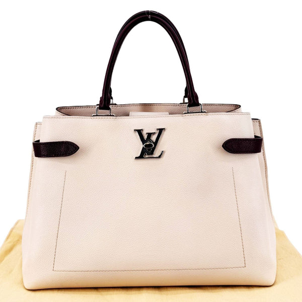 LOUIS VUITTON Lockme Day Calfskin Leather Tote Bag Cream