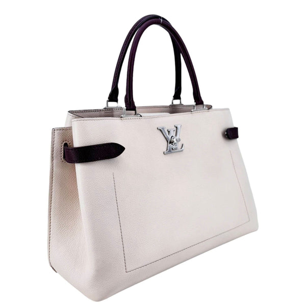 LOUIS VUITTON Lockme Day Calfskin Leather Tote Bag Cream