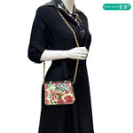 GUCCI Mini Britt Roses Print Leather Crossbody Bag Beige 696180