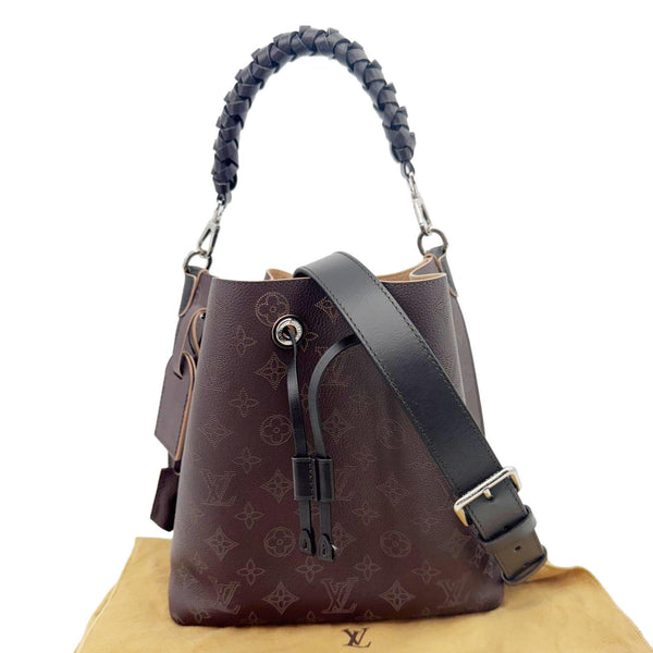 LOUIS VUITTON Muria Mahina Perforated Leather Shoulder Bucket Bag Burgundy