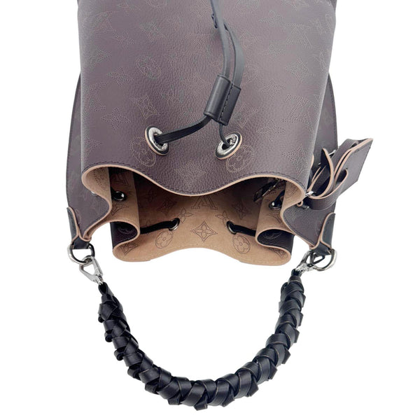 LOUIS VUITTON Muria Mahina Perforated Leather Shoulder Bucket Bag Burgundy