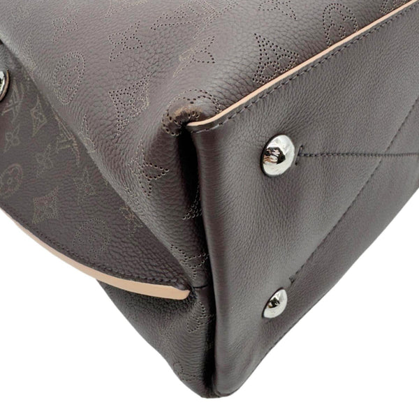 LOUIS VUITTON Muria Mahina Perforated Leather Shoulder Bucket Bag Burgundy