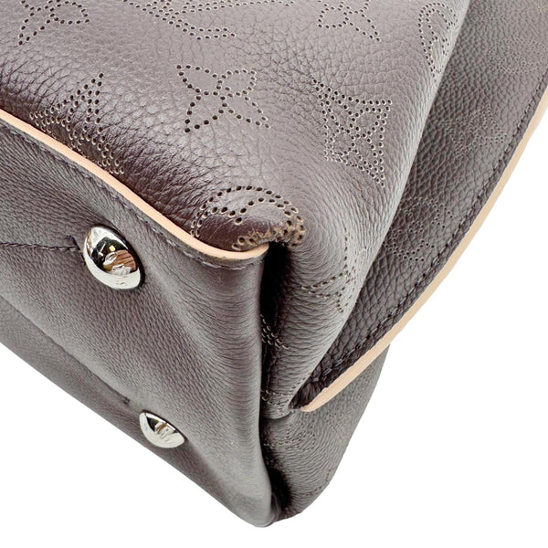 LOUIS VUITTON Muria Mahina Perforated Leather Shoulder Bucket Bag Burgundy