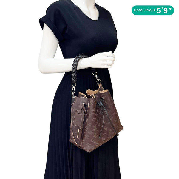 LOUIS VUITTON Muria Mahina Perforated Leather Shoulder Bucket Bag Burgundy