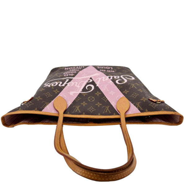 LOUIS VUITTON Neverfull Saint Tropez Monogram Canvas Tote Bag Rose Ballerine