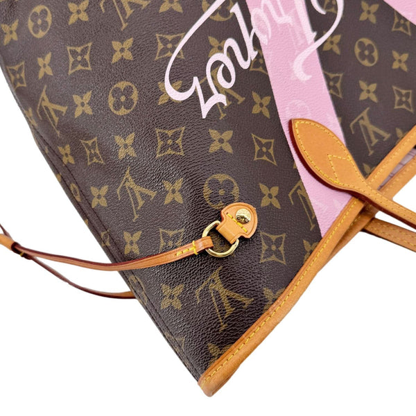 LOUIS VUITTON Neverfull Saint Tropez Monogram Canvas Tote Bag Rose Ballerine