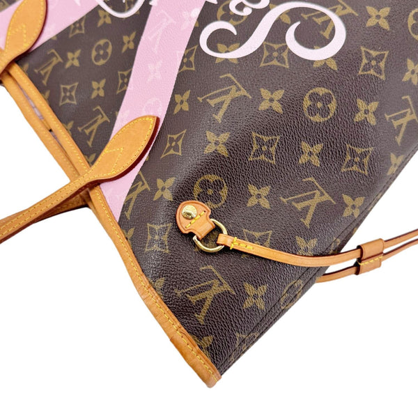 LOUIS VUITTON Neverfull Saint Tropez Monogram Canvas Tote Bag Rose Ballerine
