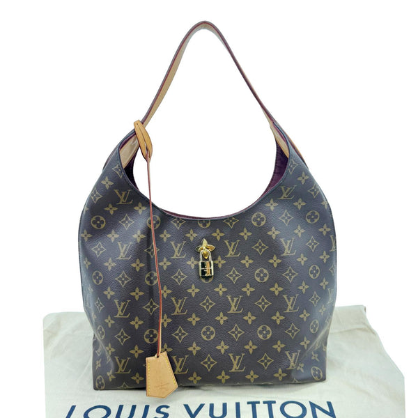 LOUIS VUITTON Flower Monogram Canvas Hobo Bag Brown