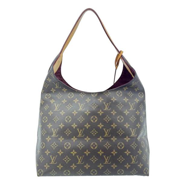 LOUIS VUITTON Flower Monogram Canvas Hobo Bag Brown