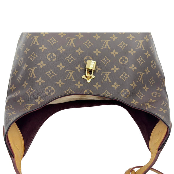 LOUIS VUITTON Flower Monogram Canvas Hobo Bag Brown