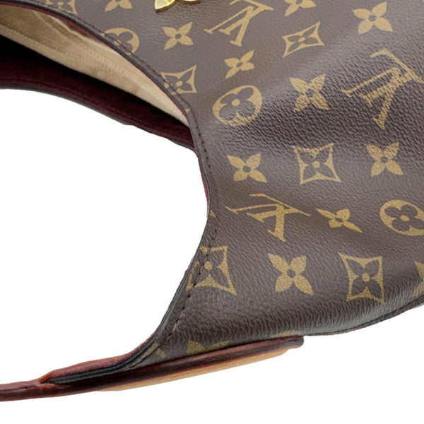 LOUIS VUITTON Flower Monogram Canvas Hobo Bag Brown