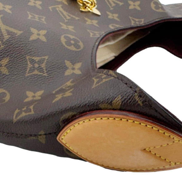 LOUIS VUITTON Flower Monogram Canvas Hobo Bag Brown