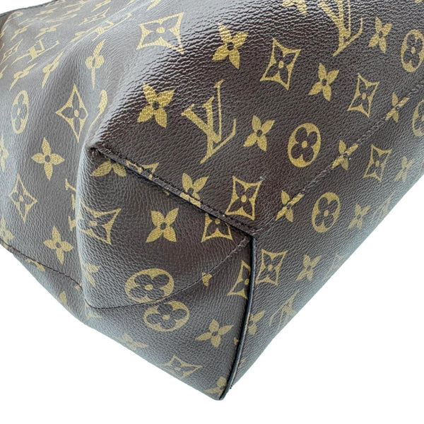 LOUIS VUITTON Flower Monogram Canvas Hobo Bag Brown