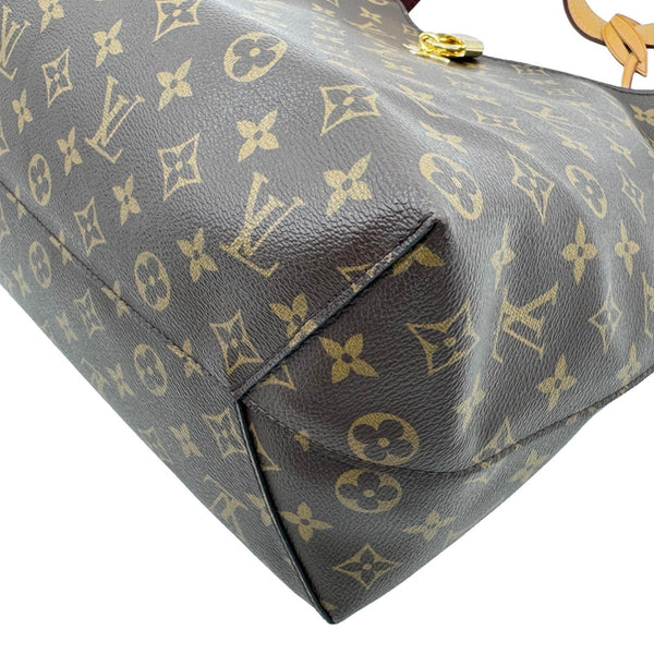 LOUIS VUITTON Flower Monogram Canvas Hobo Bag Brown