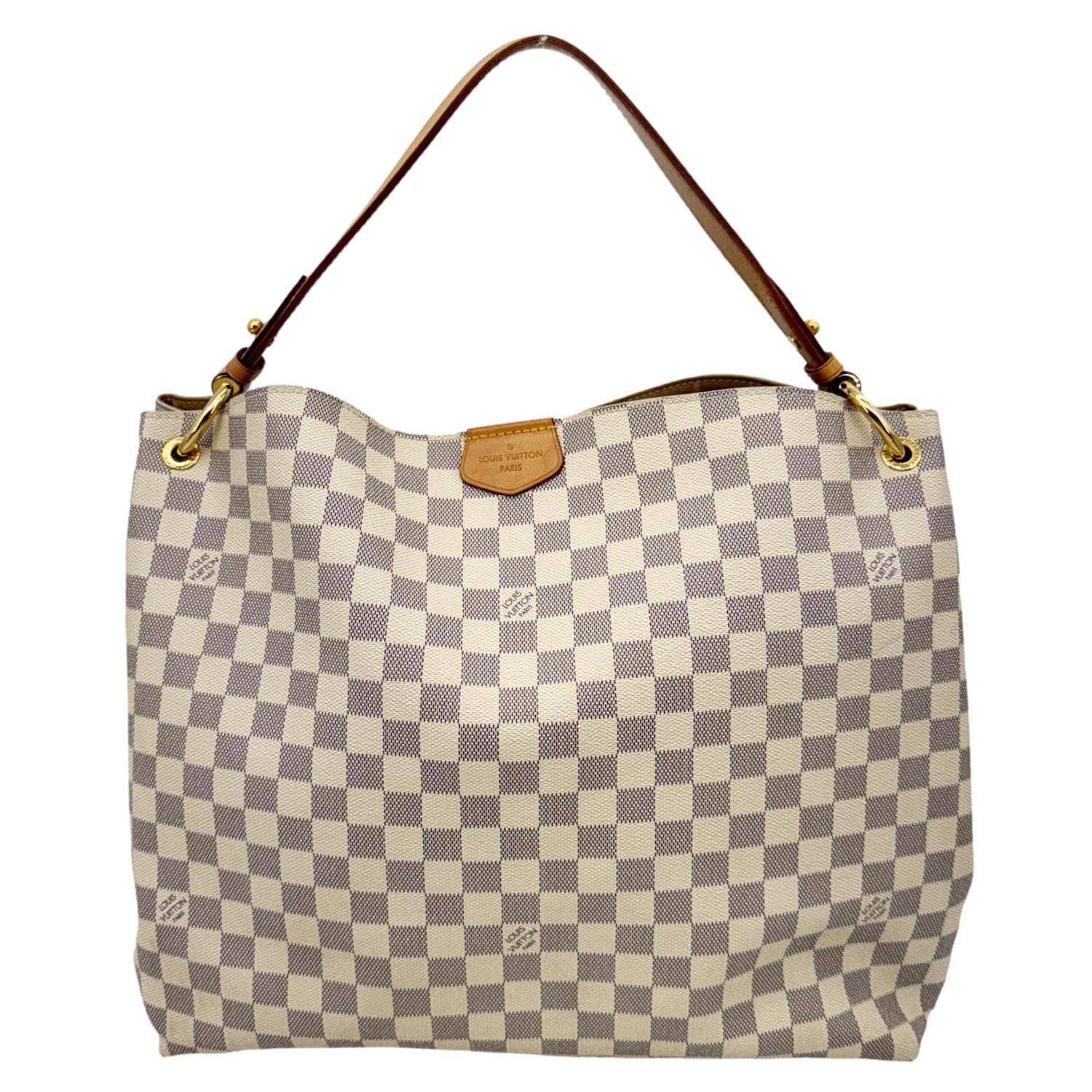 LOUIS VUITTON Graceful MM Damier Azur Hobo Shoulder Bag White