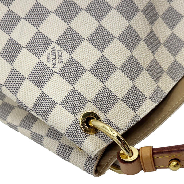 LOUIS VUITTON Graceful MM Damier Azur Hobo Shoulder Bag White