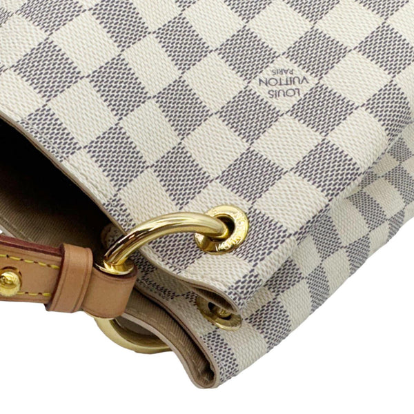 LOUIS VUITTON Graceful MM Damier Azur Hobo Shoulder Bag White