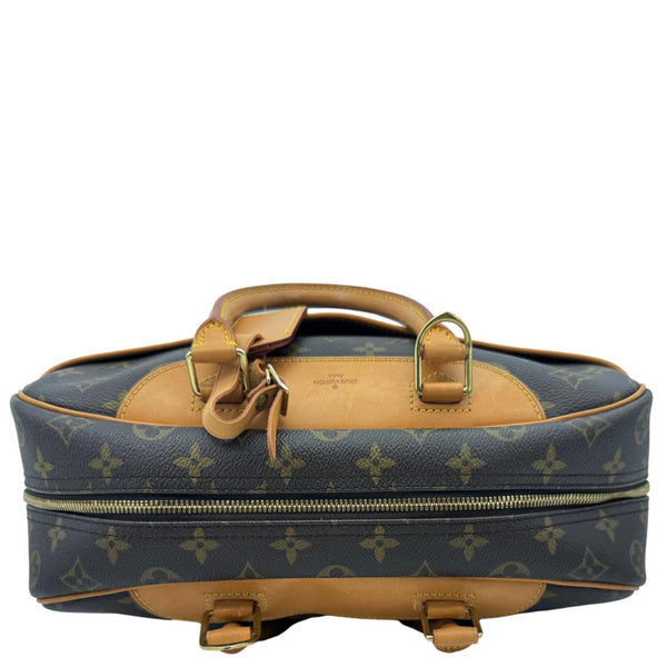 LOUIS VUITTON Deauville Boston Monogram Canvas Satchel Bag Brown