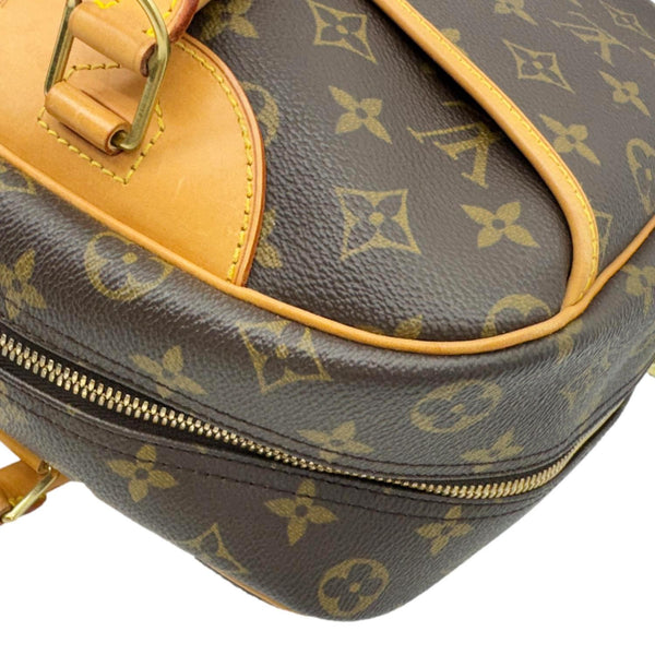 LOUIS VUITTON Deauville Boston Monogram Canvas Satchel Bag Brown