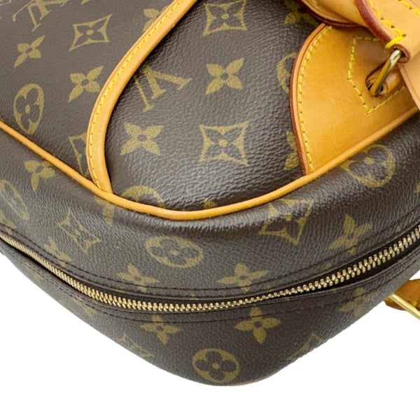 LOUIS VUITTON Deauville Boston Monogram Canvas Satchel Bag Brown