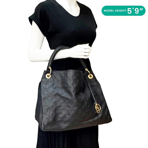 LOUIS VUITTON Artsy MM Monogram Empreinte Leather Hobo Bag Black