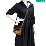 GUCCI Padlock Front Pocket Flap GG Canvas Shoulder Bag Black 658487