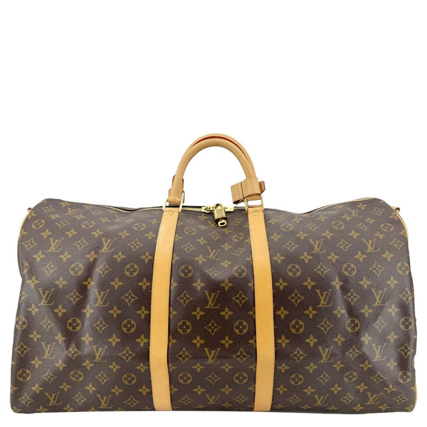 LOUIS VUITTON Keepall 60 Bandouliere Monogram Canvas Travel Bag Brown