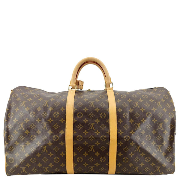 LOUIS VUITTON Keepall 60 Bandouliere Monogram Canvas Travel Bag Brown
