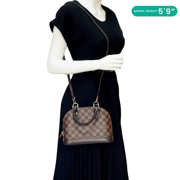 LOUIS VUITTON Alma BB Damier Ebene Satchel Shoulder Bag Brown