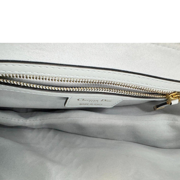 CHRISTIAN DIOR Saddle Leather Satchel Shoulder Bag Light Blue