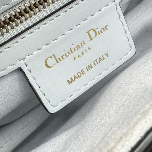 CHRISTIAN DIOR Saddle Leather Satchel Shoulder Bag Light Blue