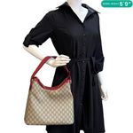 GUCCI Linea A Supreme Coated Canvas Hobo Shoulder Bag Beige 414930