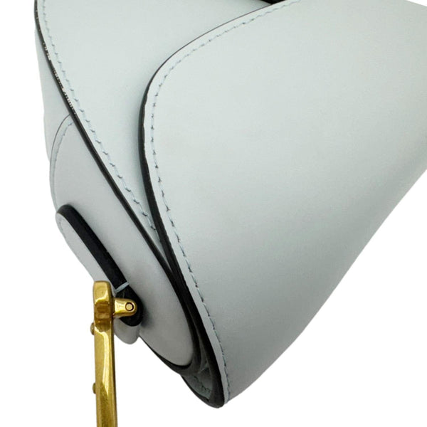 CHRISTIAN DIOR Saddle Leather Satchel Shoulder Bag Light Blue